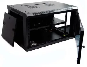 ARMARIO RACK MURAL 19" 6U AUNO 600x600MM MONTADO CON ACCESORIOS PUERTA DE CRISTAL