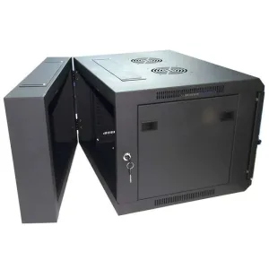 ARMARIO RACK MURAL DOBLE CUERPO 19" 9U AUNO 600x550MM MONTADO SIN ACCESORIOS PUERTA DE CRISTAL