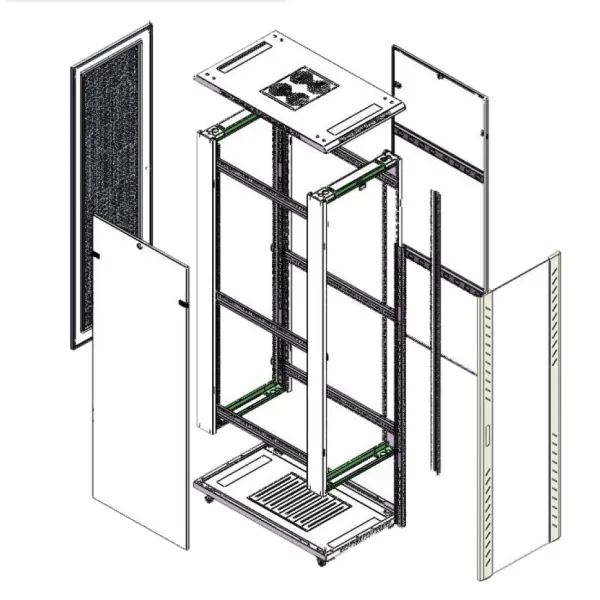 ARMARIO RACK 19" 18U GTLAN 31GTS1866SD 600x600MM DESMONTADO SIN ACCESORIOS PUERTA DE CRISTAL - Imagen 4