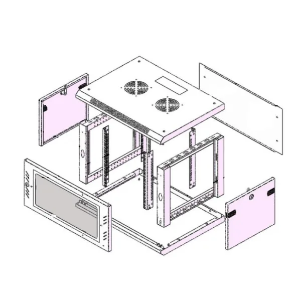 ARMARIO RACK MURAL 19" 12U GTLAN 31GTM12F6PSD 600x600MM DESMONTADO SIN ACCESORIOS PUERTA DE CRISTAL - Imagen 2